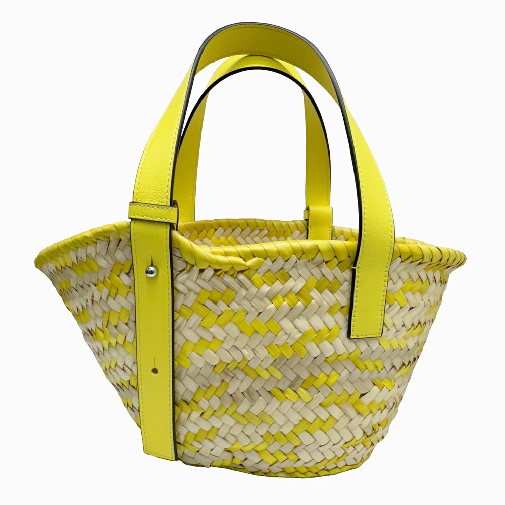 LOEWE Basket Bag Straw Tan Leather Yellow
